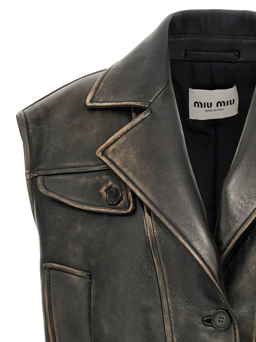 Miu Miu Logo Nappa Vest