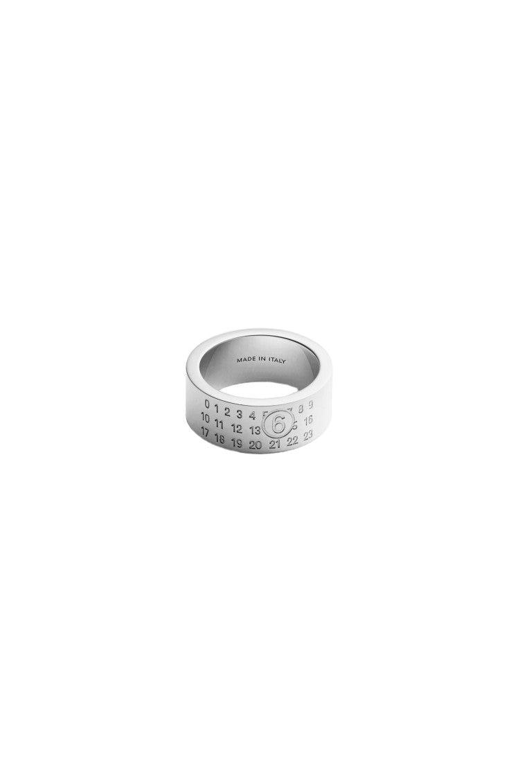 Mm6 By Maison Margiela Polished Palladium Brass Numeric Signature Ring