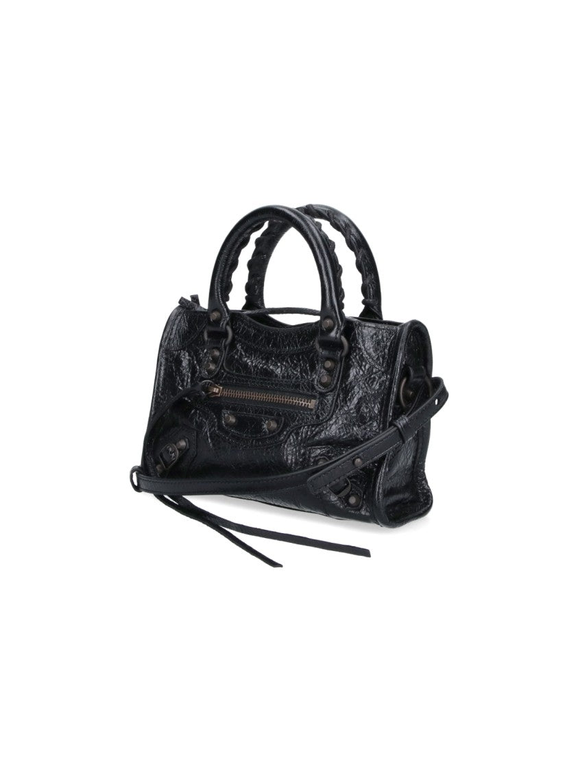 Balenciaga Le City Nano Studded Black Lambskin Shoulder Bag