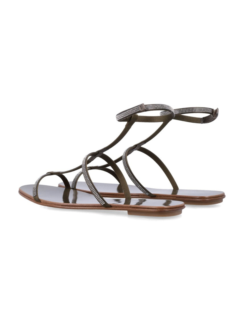 Pedro Garcia Enola Delicato Crystal Chain Flat Sandals