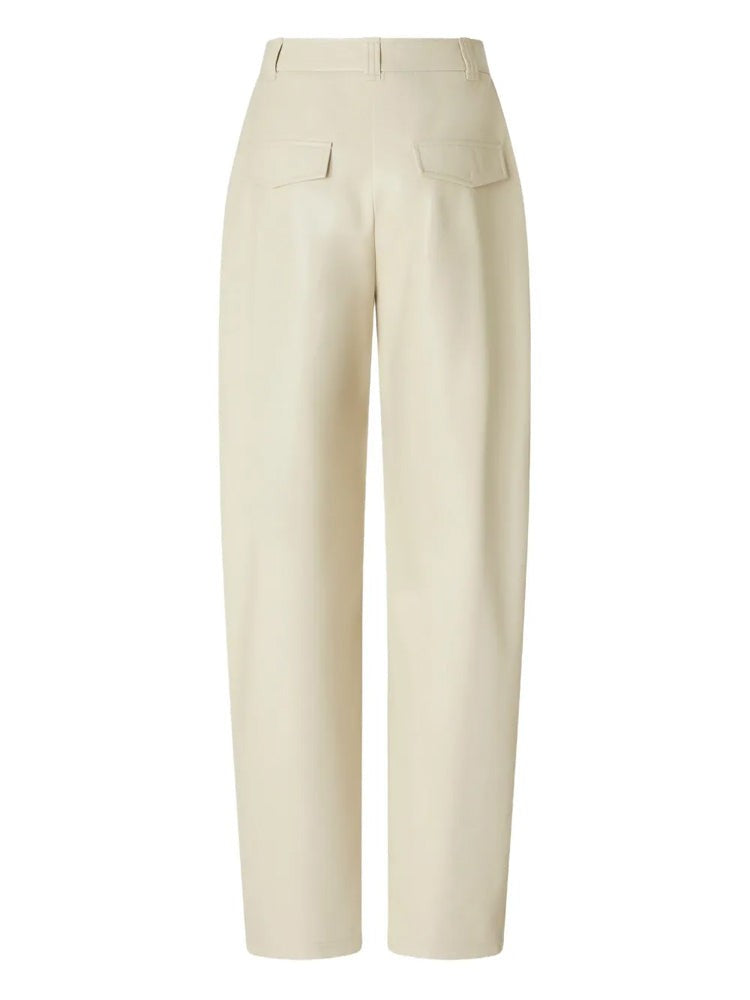 Pinko Beige High-Waisted Trousers With Flap Pockets And Structured Finish