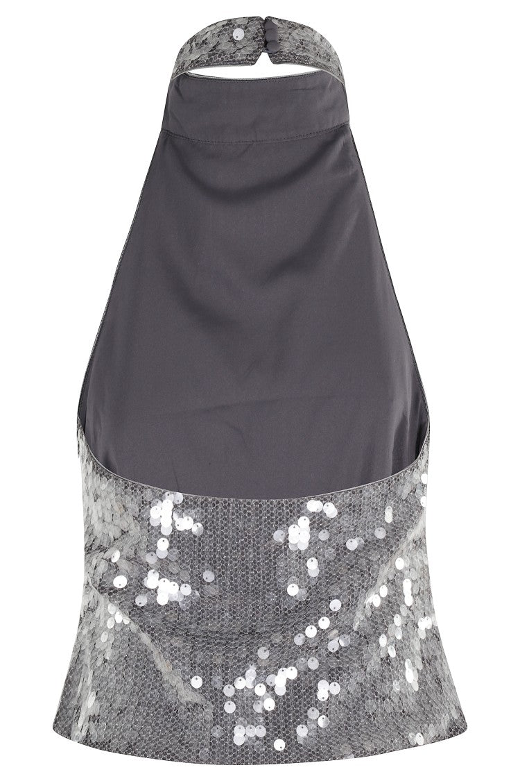 Rotate Net Sequin Halterneck Top