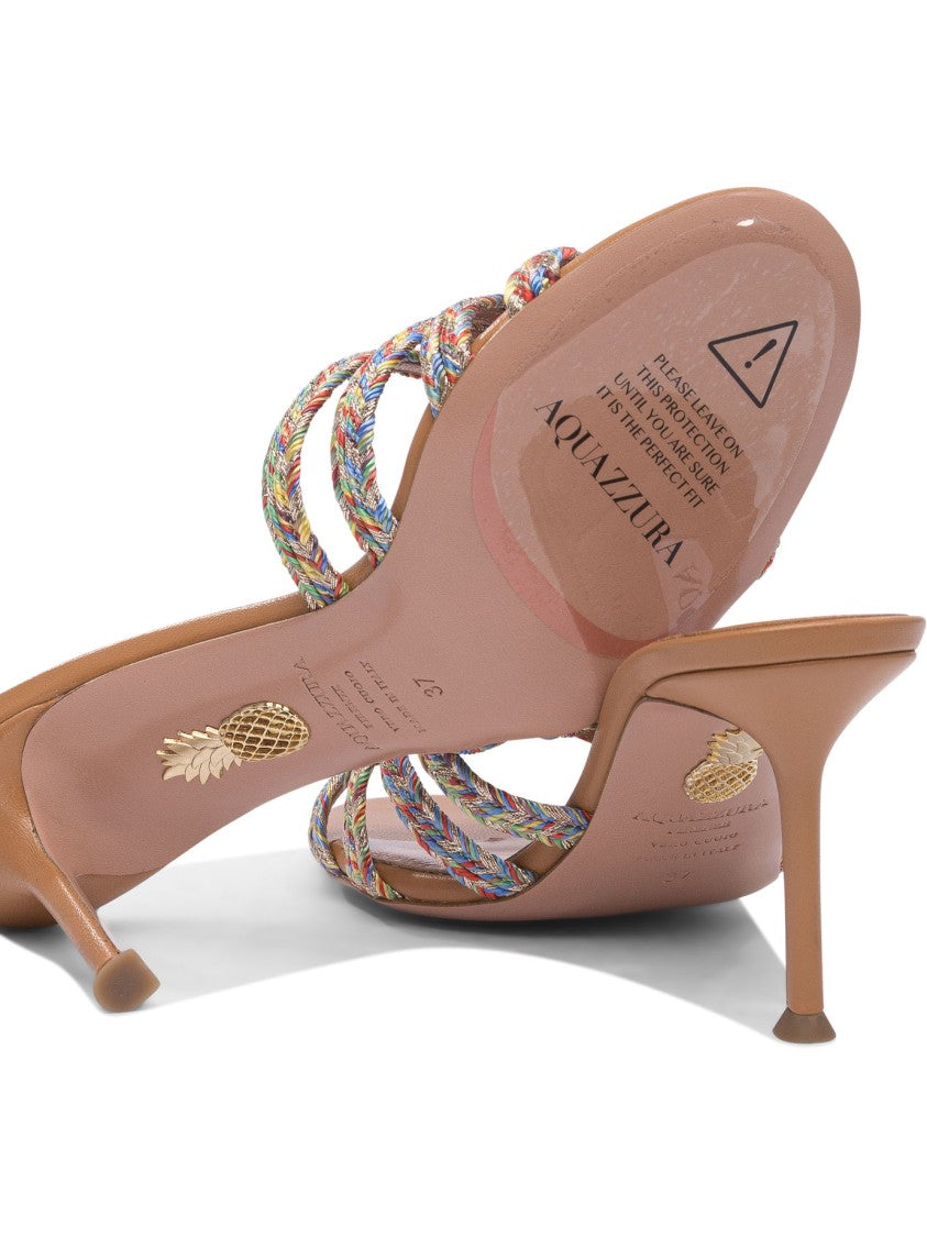 Aquazzura Beige Stiletto Sandals With Braided Straps