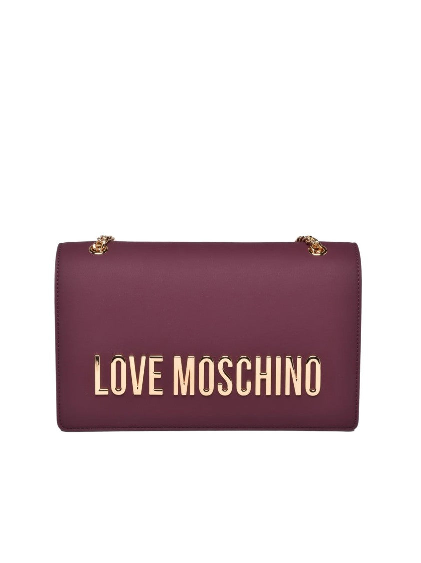 Love Moschino Structured Crossbody Bag With Gold Chain And Iconic Lettering