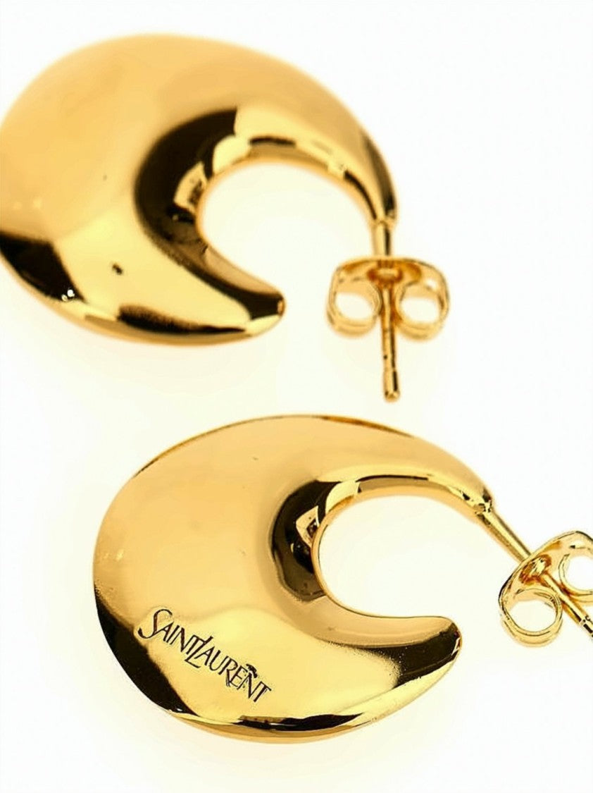 Saint Laurent Crescent Hoop Earrings With Polished Finish