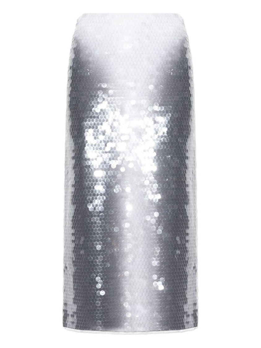 Sportmax Shimmering Sequin Skirt With Elasticated Waistband And Full Lining