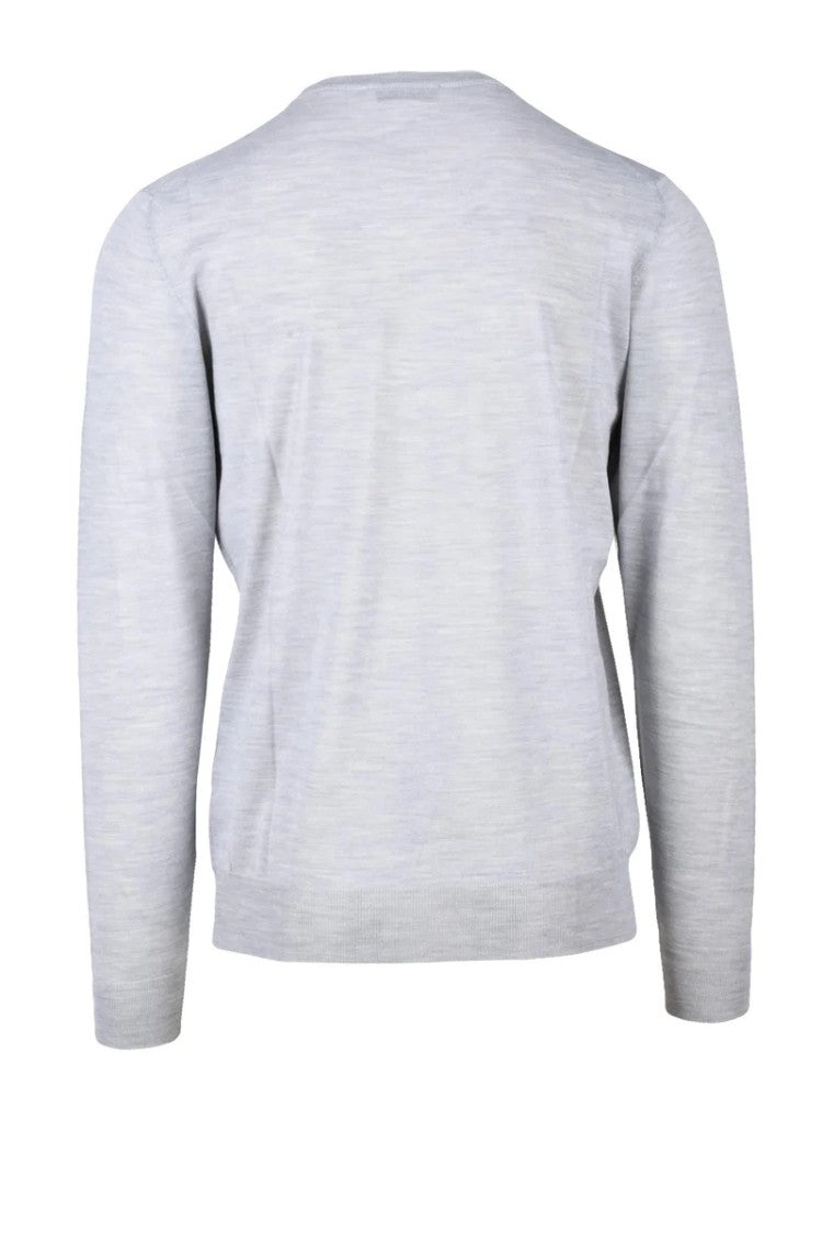 Filippo De Laurentiis Light Grey Merino Wool Men's Crewneck Pullover