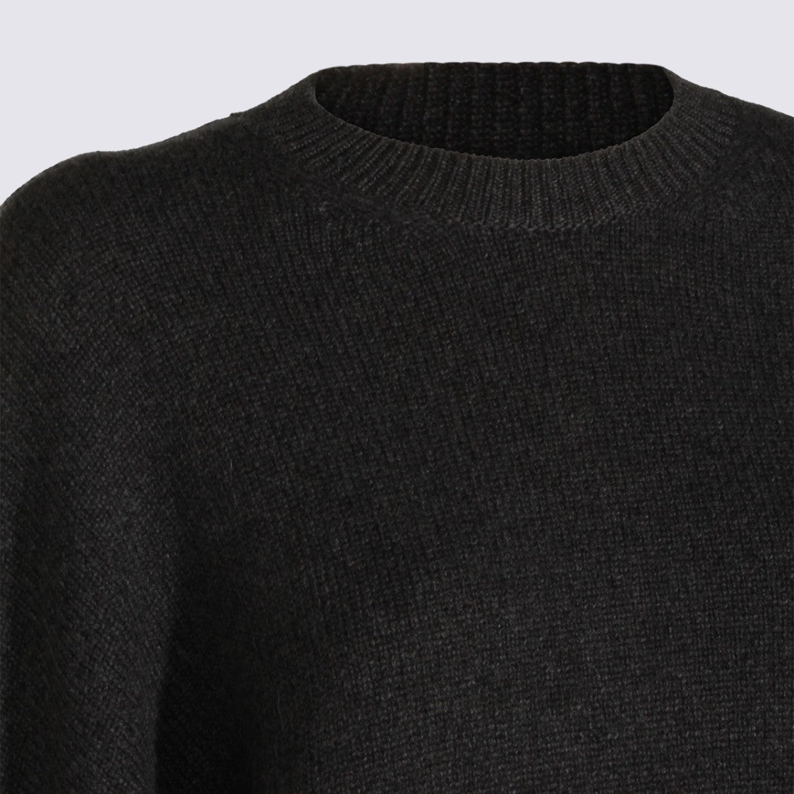 Khaite Black Knit Sweater With Balloon Sleeves And Ribbed Cuffs