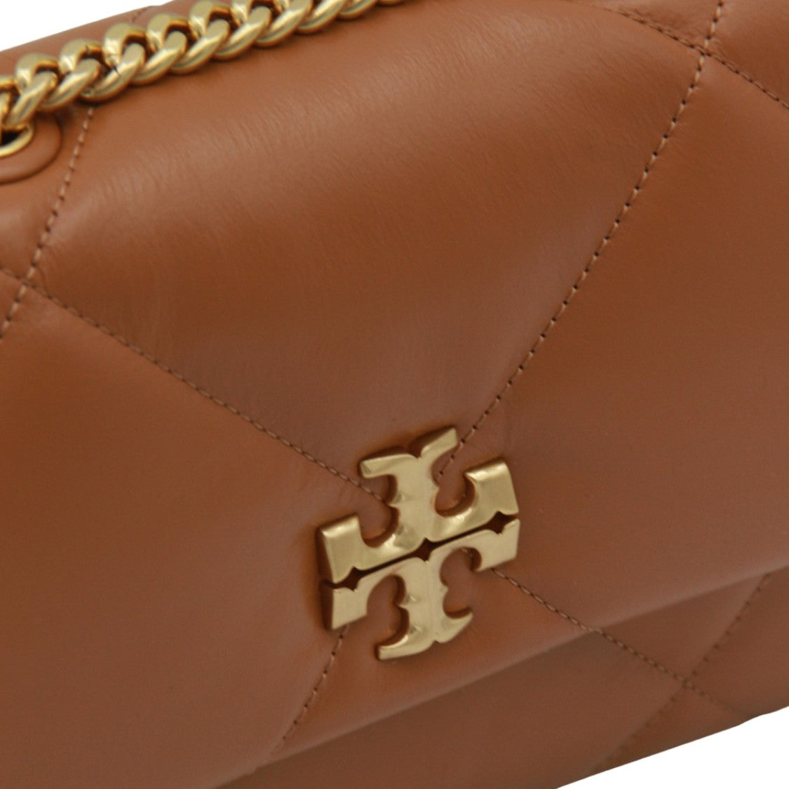 Tory Burch Quilted Brown Handbag With Chain Strap