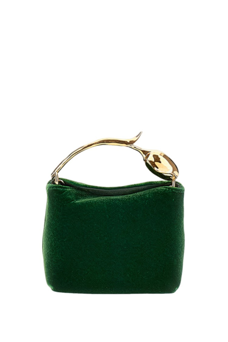 Erdem Green Micro Bloom Velvet Handbag