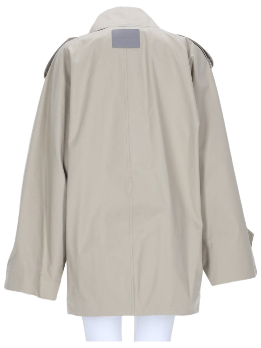 Balenciaga Double-Breasted Cotton Trench With Epaulets And Boxy Silhouette