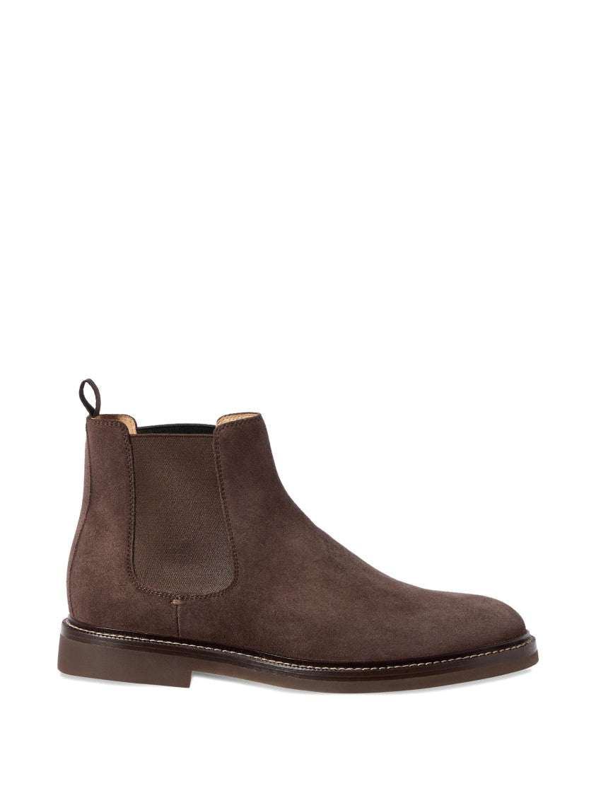 Brunello Cucinelli Minimalist Brown Suede Ankle Boots