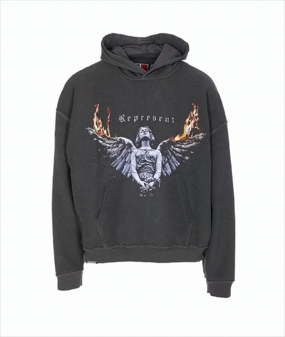 Represent Statement Graphic Hoodie With Drawstring And Emblem