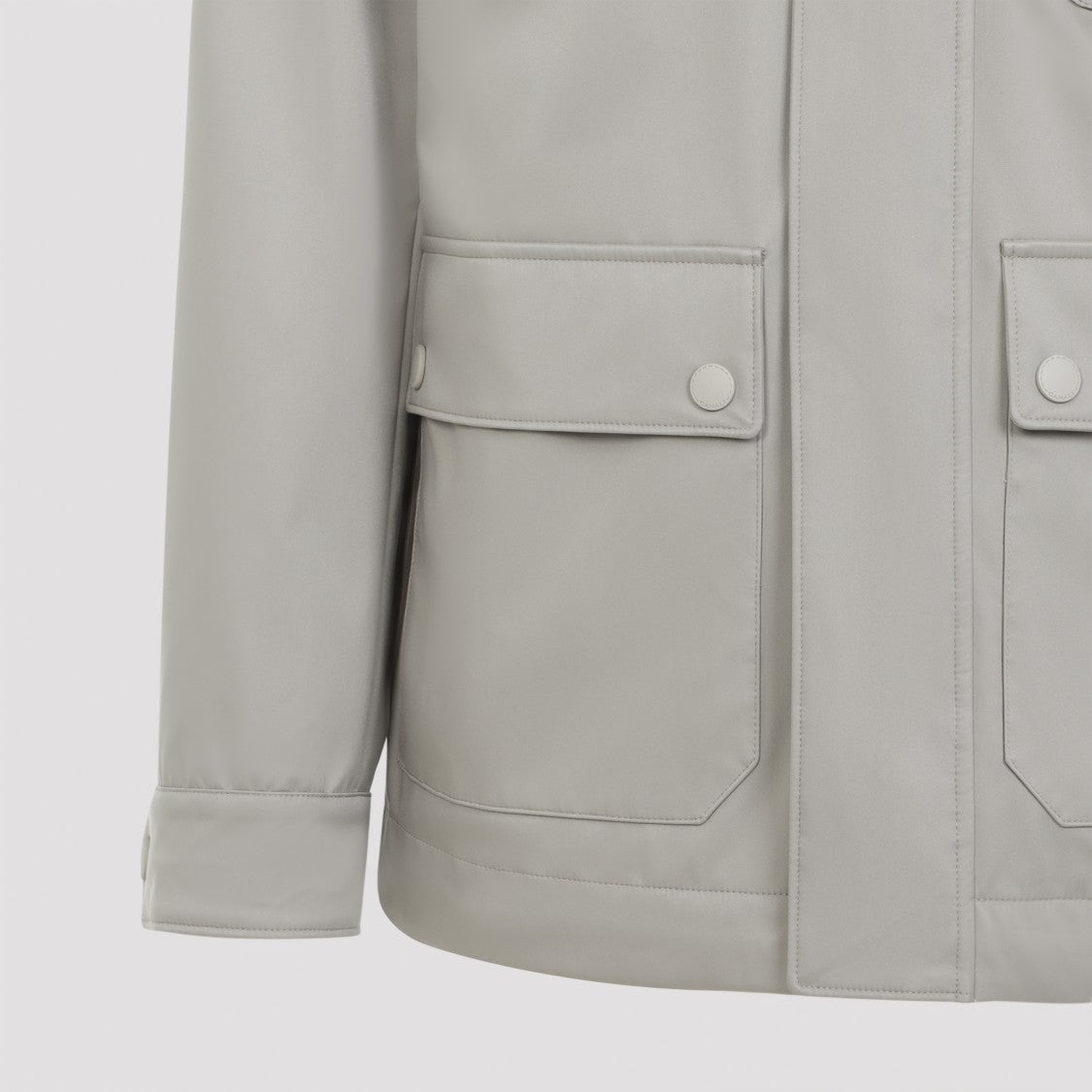 Canali Light Grey Jacket With Textured Collar