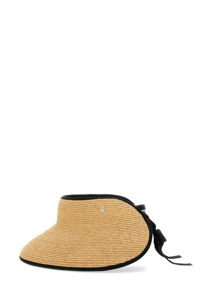 Helen Kaminski Wide-Brimmed Raffia Visor Hat With Adjustable Tie