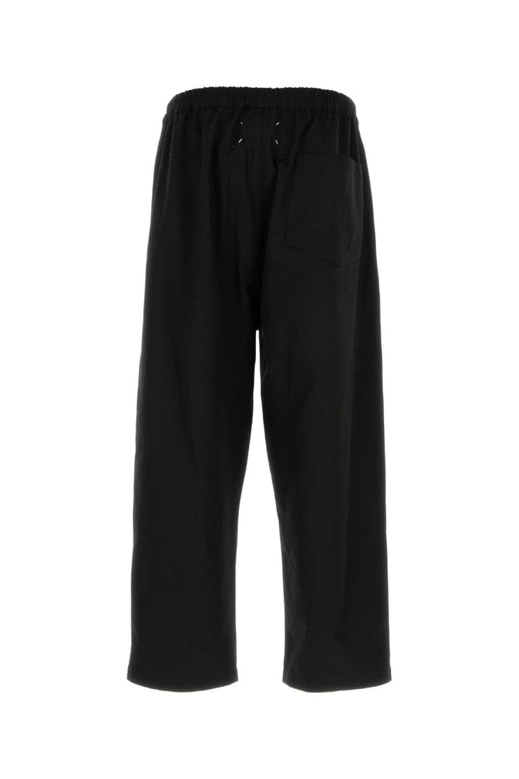 Maison Margiela Relaxed Fit Black Twill Pants With Drawstring Waist
