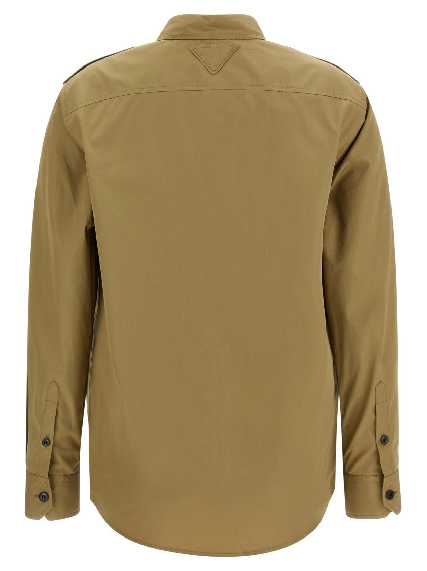 Prada Structured Cotton Poplin Shirt With Flap Pockets