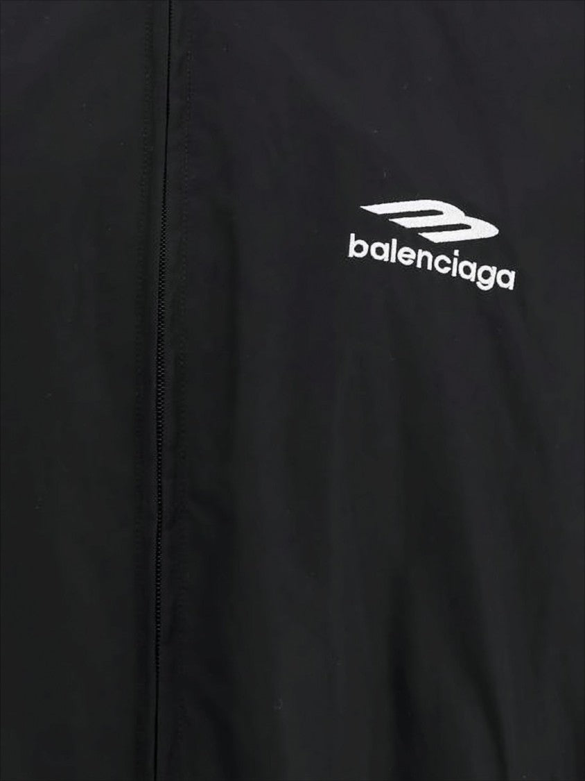 Balenciaga Minimalist Black Zip-Up Jacket With Elastic Details