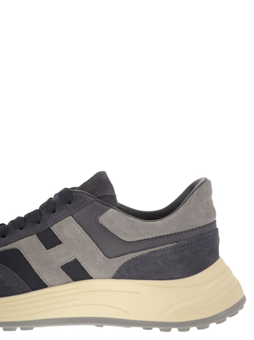 Hogan Agile Suede And Fabric Sneakers
