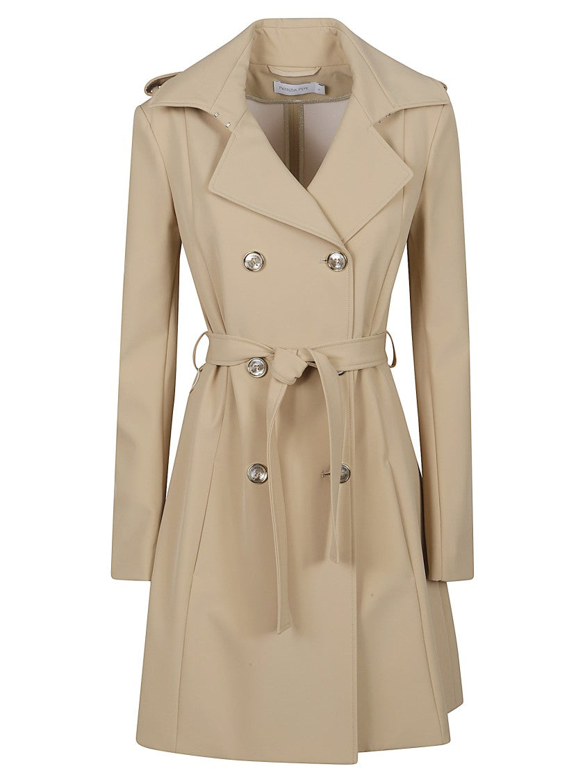 Patrizia Pepe Double Breasted Polyamide Trench Coat
