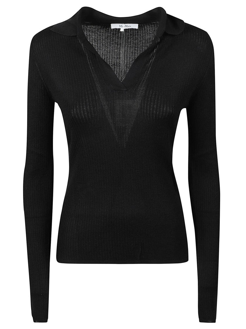 Max Mara Mxmgergo Ribbed Silk-Blend Polo Shirt
