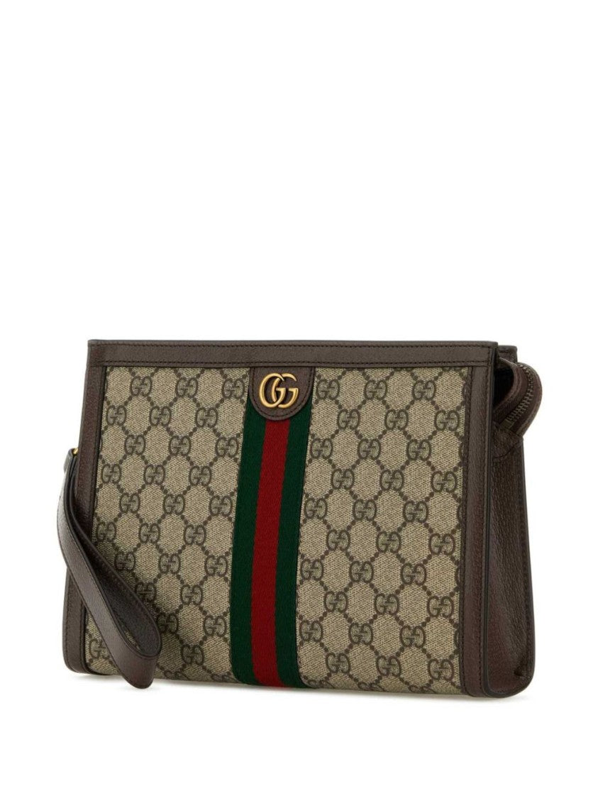 Gucci Beige Ophidia Medium Supreme Web Pouch