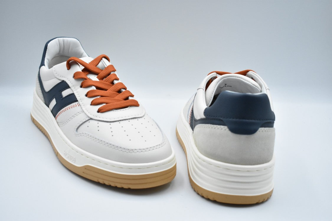 Hogan White And Orange Low Sneakers With Chunky Sole
