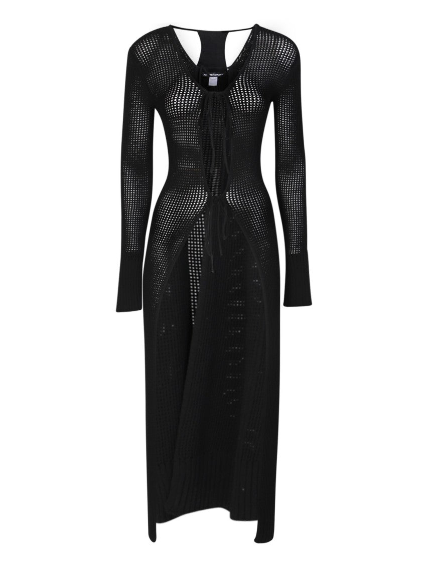 Andreâdamo Open-Front Long Black Cardigan