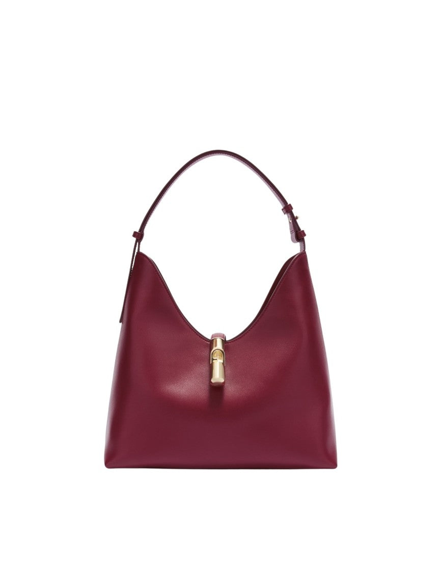 Furla Cherry Red Leather Goccia M Hobo Bag