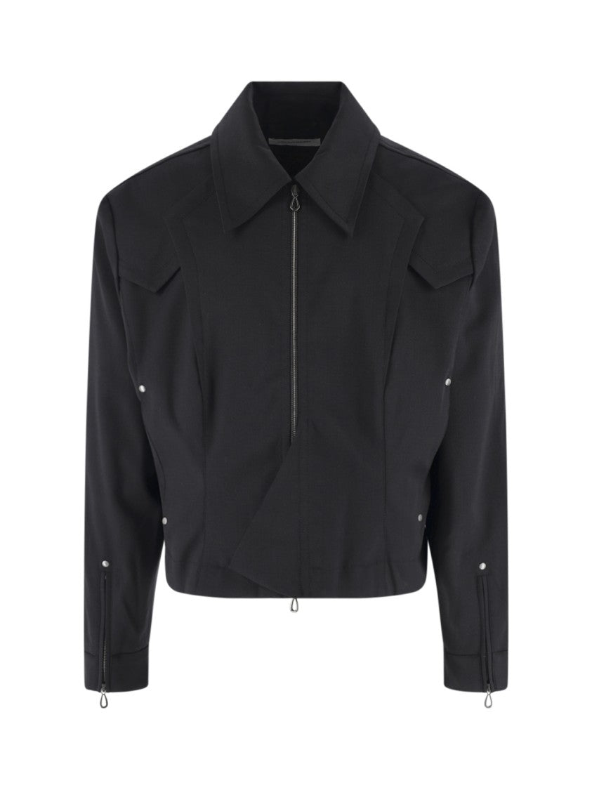 Kiko Kostadinov Black Structured Shoulder Cropped Jacket