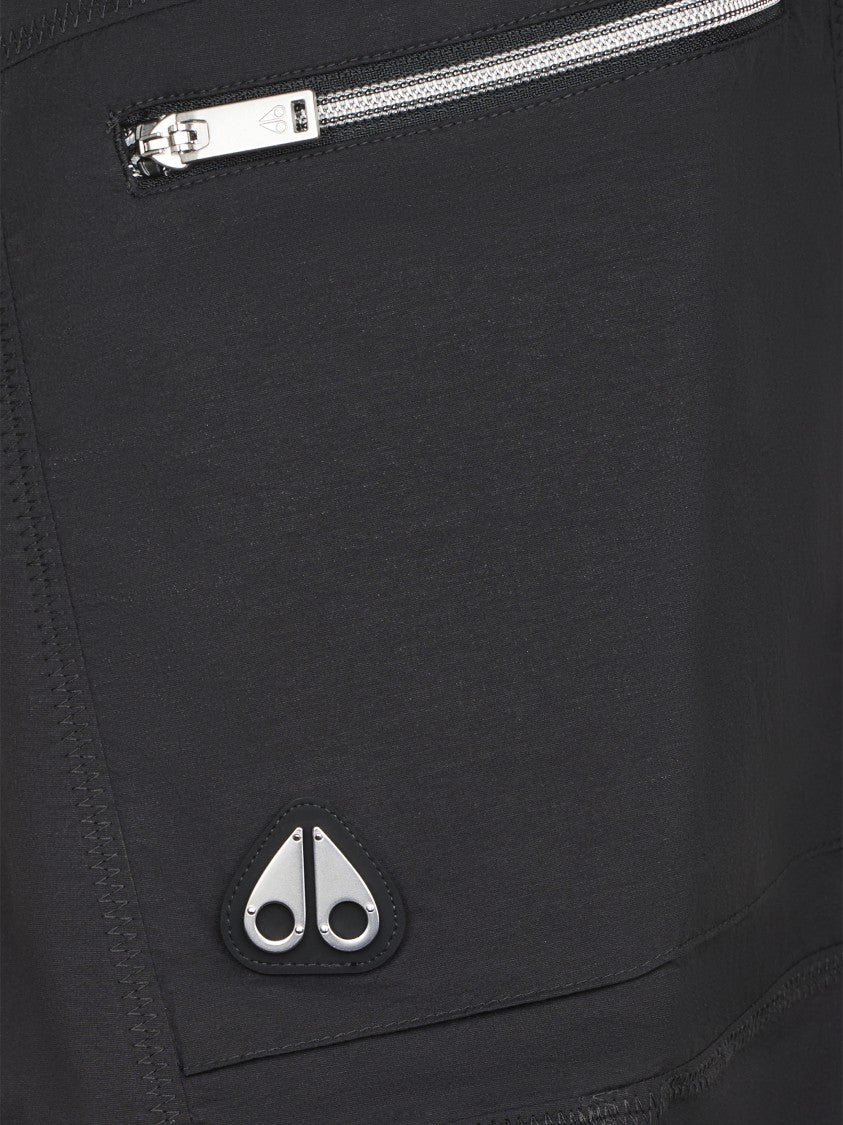 Moose Knuckles Relaxed Fit Black Cargo Shorts With Zippered Pockets