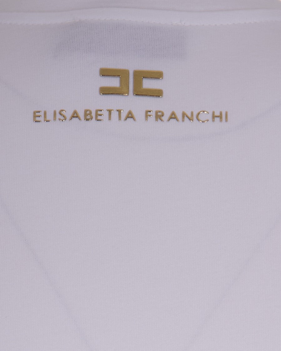 Elisabetta Franchi White Jersey T-Shirt With Knot