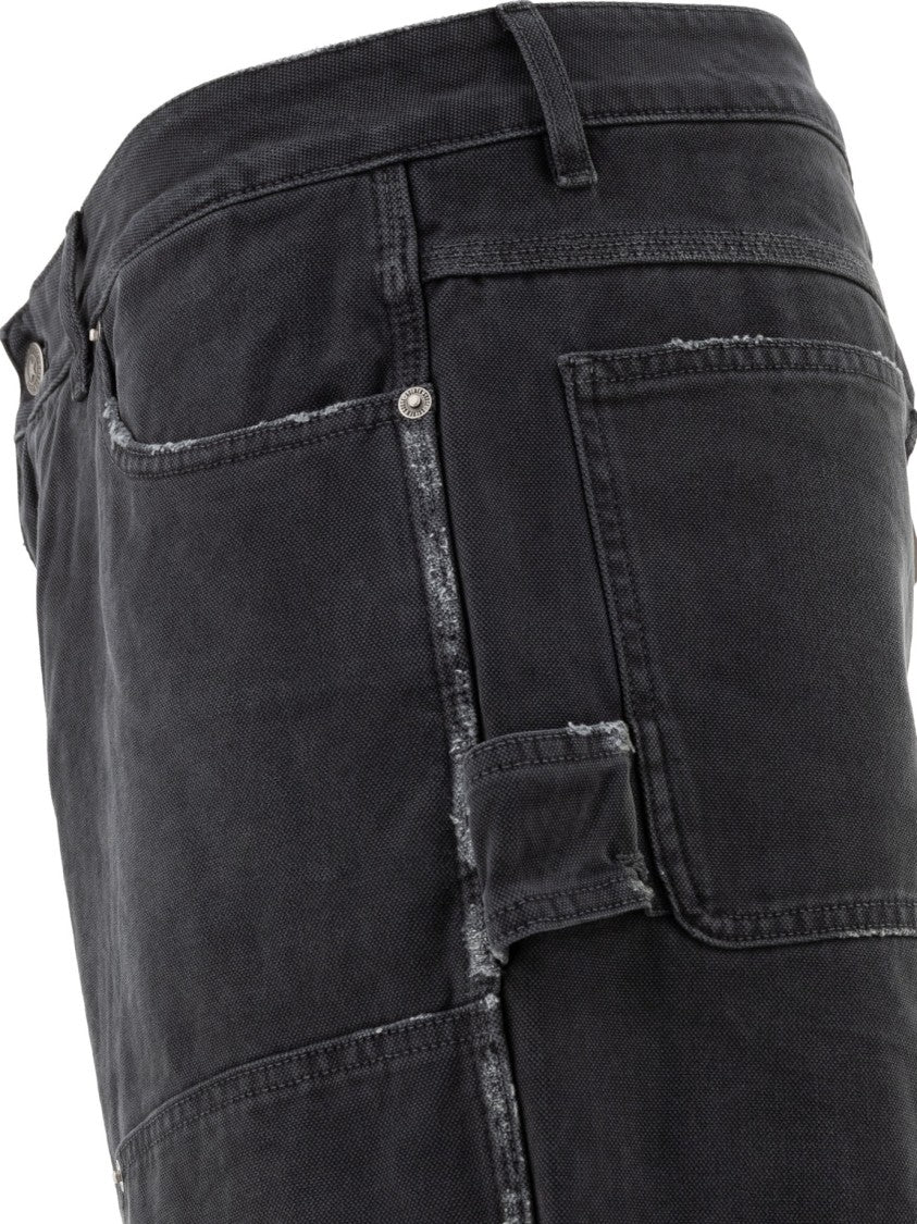 Golden Goose Relaxed Fit Black Cotton Utility Trousers