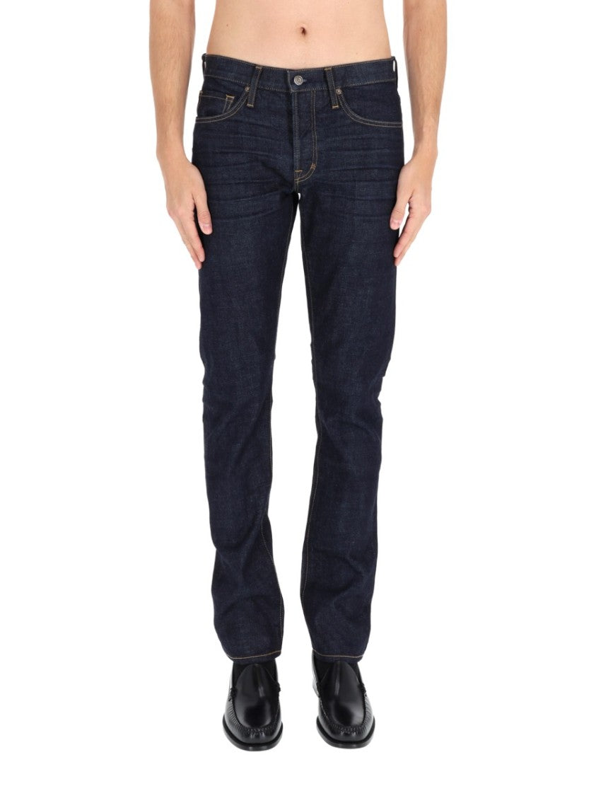 Tom Ford Dark Indigo Moleskin Straight-Leg Jeans