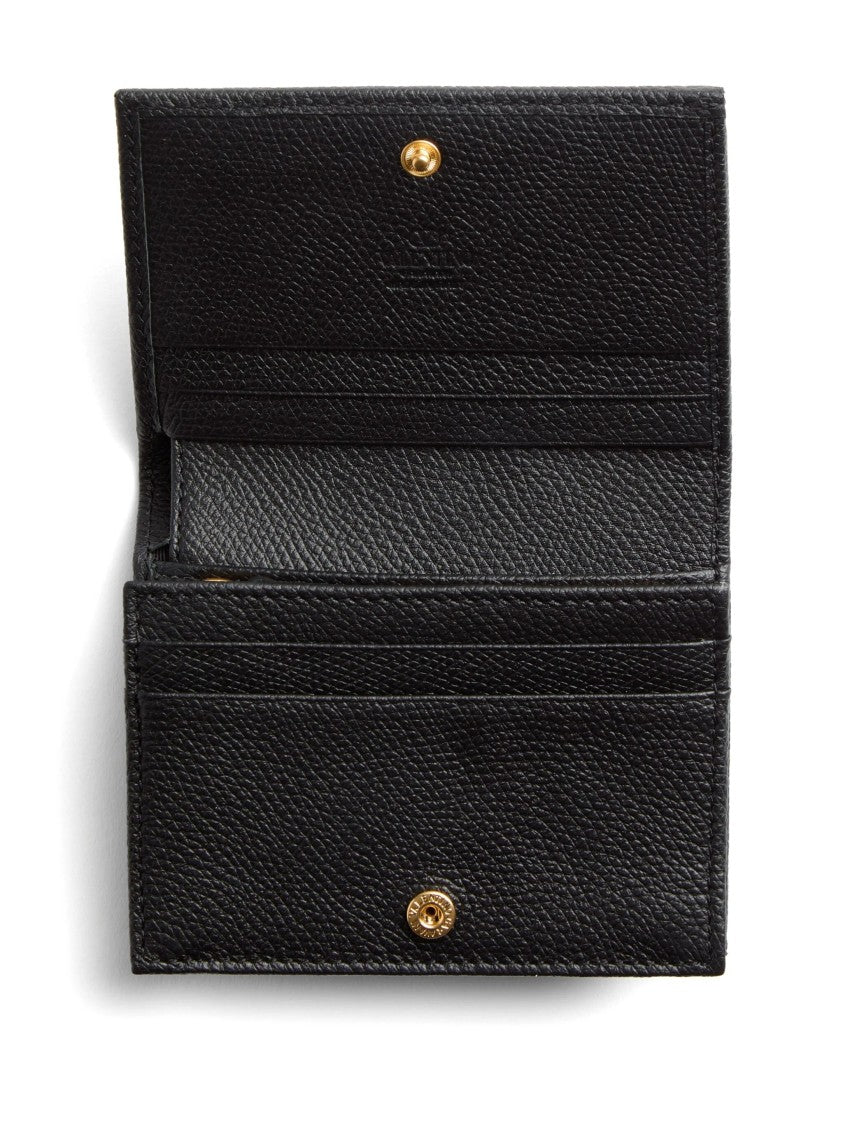Valentino Textured Leather Flap French Vlogo Wallet