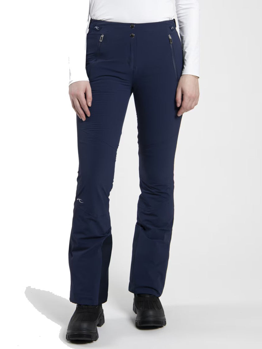 Kjus Fitted Blue Pants With Flare Hem And Practical Pockets
