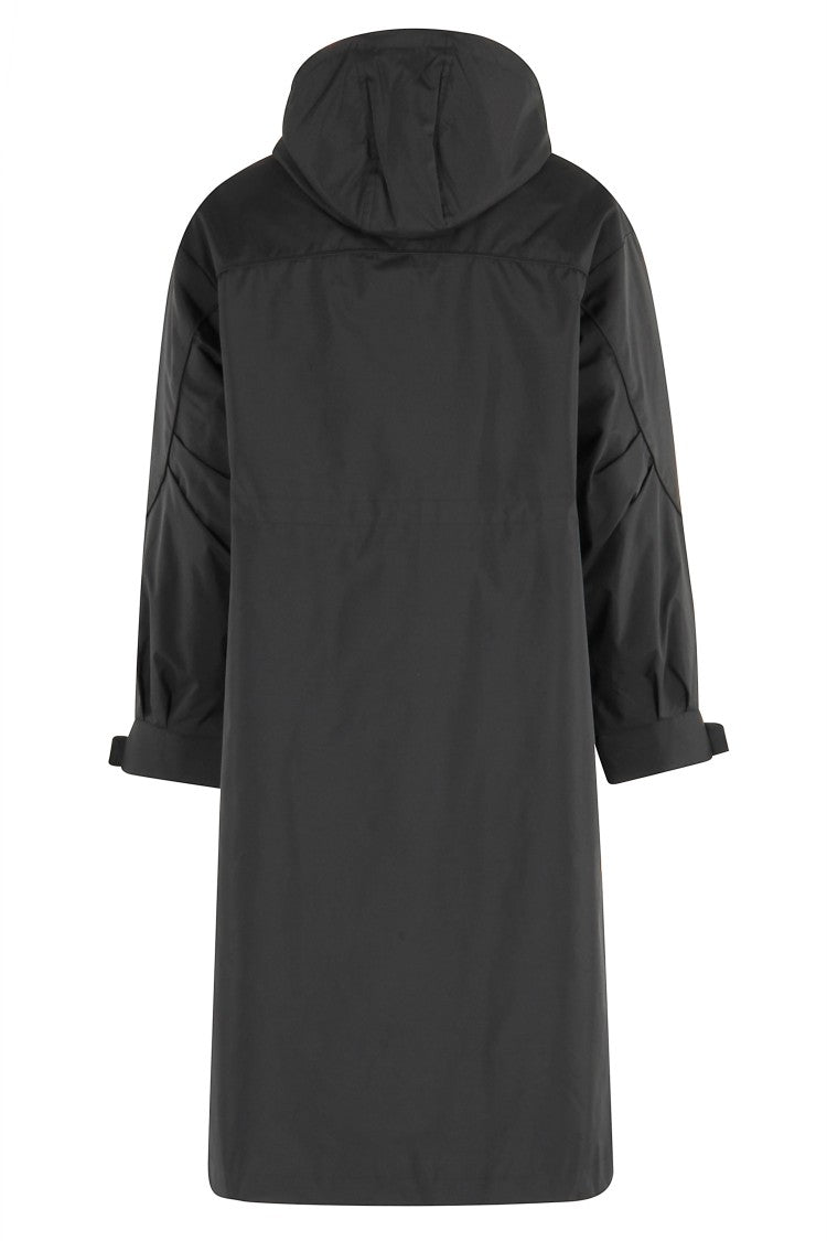 Seventy Minimalist Long Black Jacket With Hood