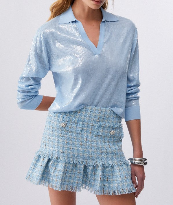 Liu Jo Long-Sleeved V-Neck Sweater With Embroidered Sequins