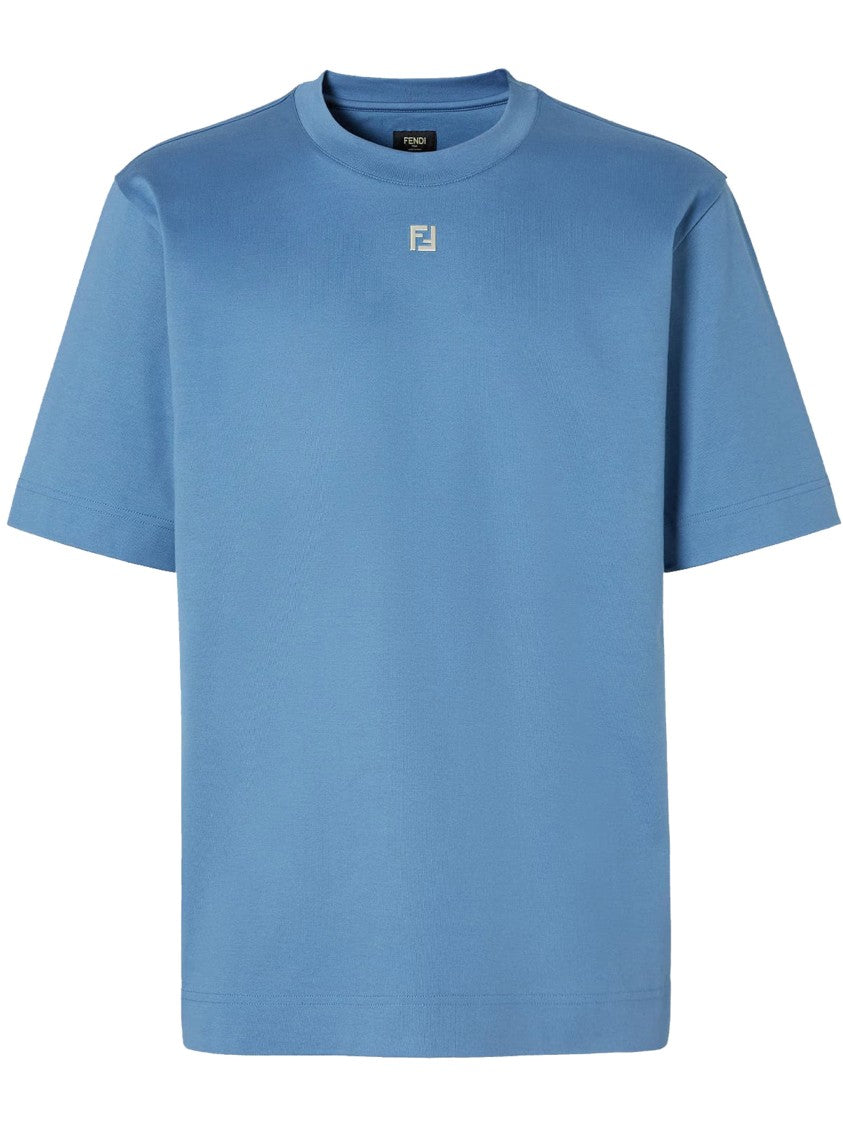 Fendi Relaxed-Fit Blue Logo Detail T-Shirt