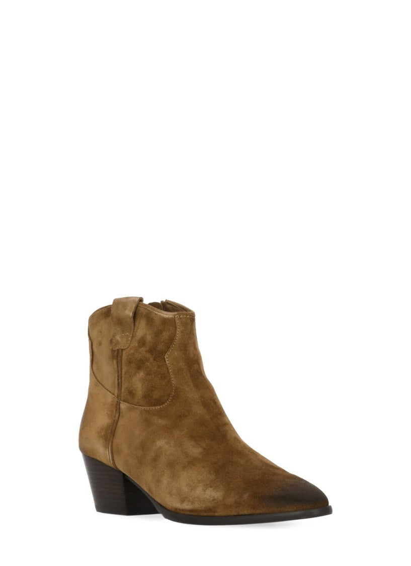 Ash Brown Fame Arrow-Toe Suede Boots