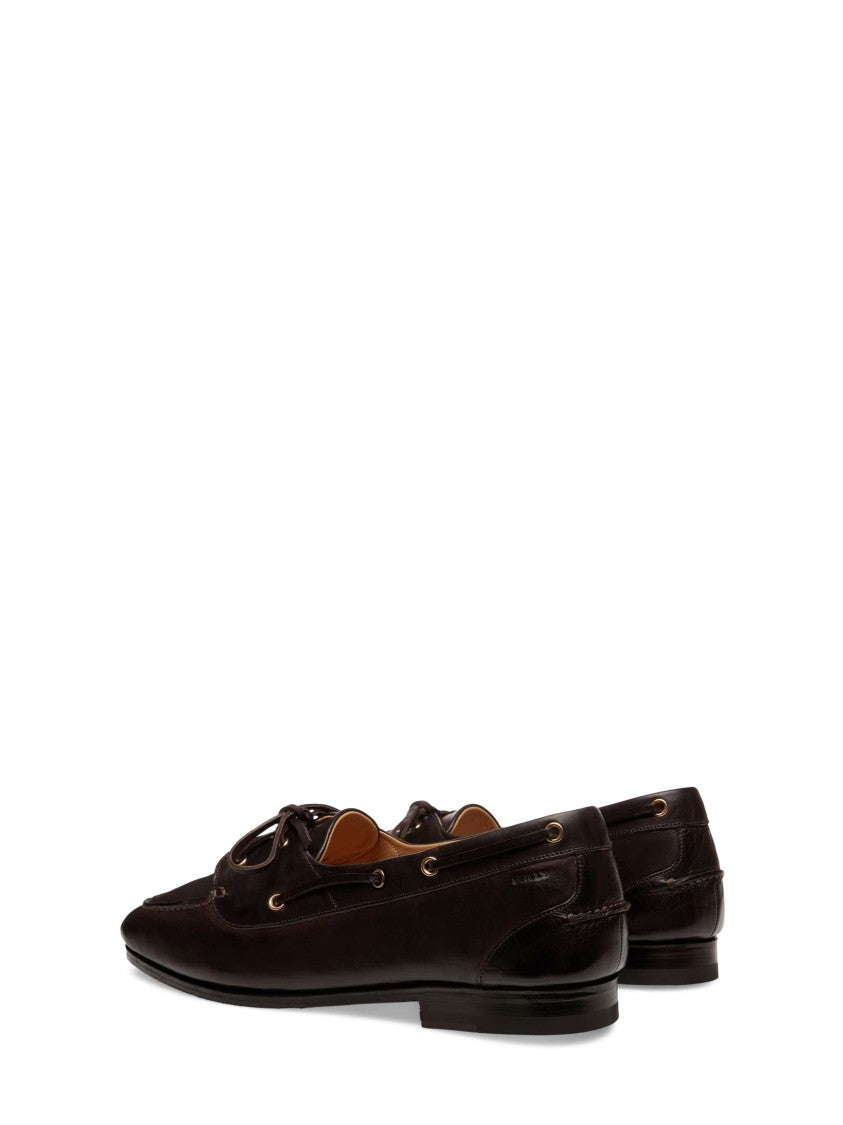 Bally Buffalo Leather Moccasin-Style Flat Shoes With Subtle Stitching