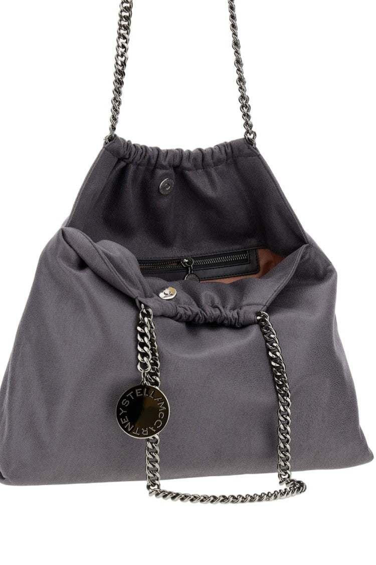 Stella Mccartney Medium Gray Falabella Drawstring Bag With Ruthenium Chains