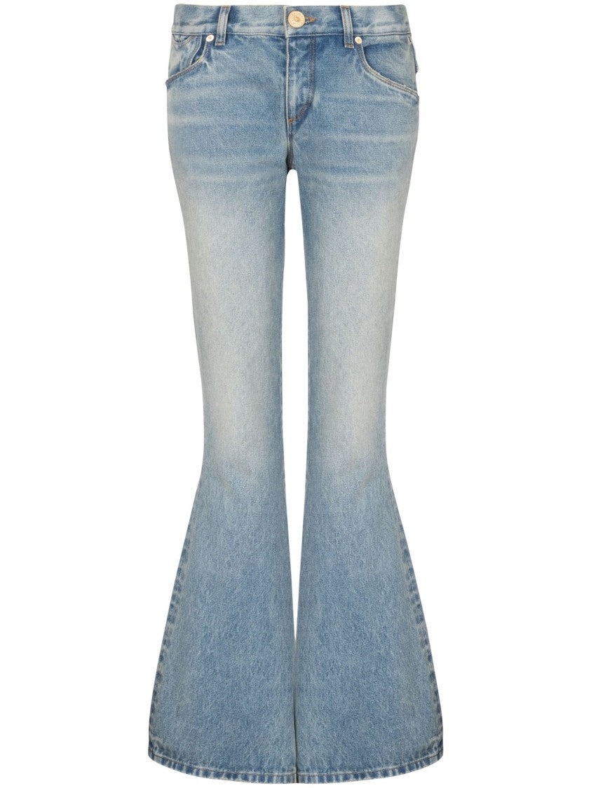 Balmain Blue Vintage Low-Rise Cotton Flared Jeans
