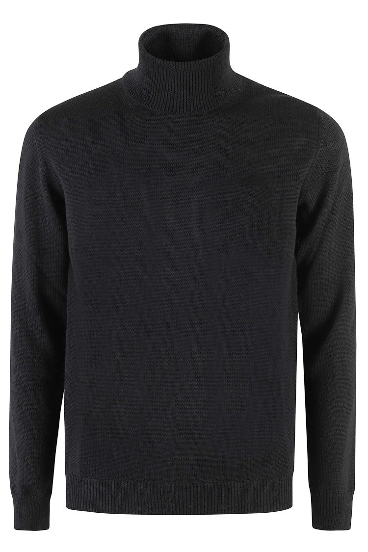 Roberto Collina Black High-Neck Ribbed Merino Wool Turtleneck