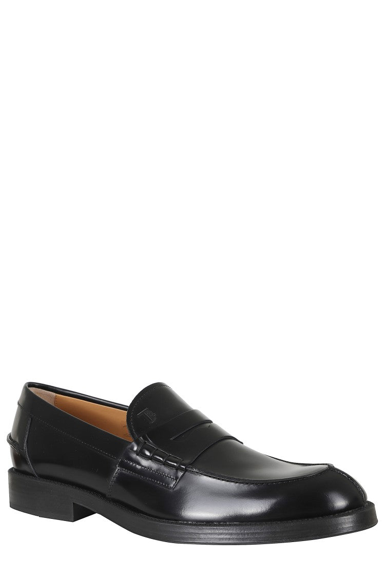 Tod's Black Formal Rubber Sole Smooth Leather Loafers