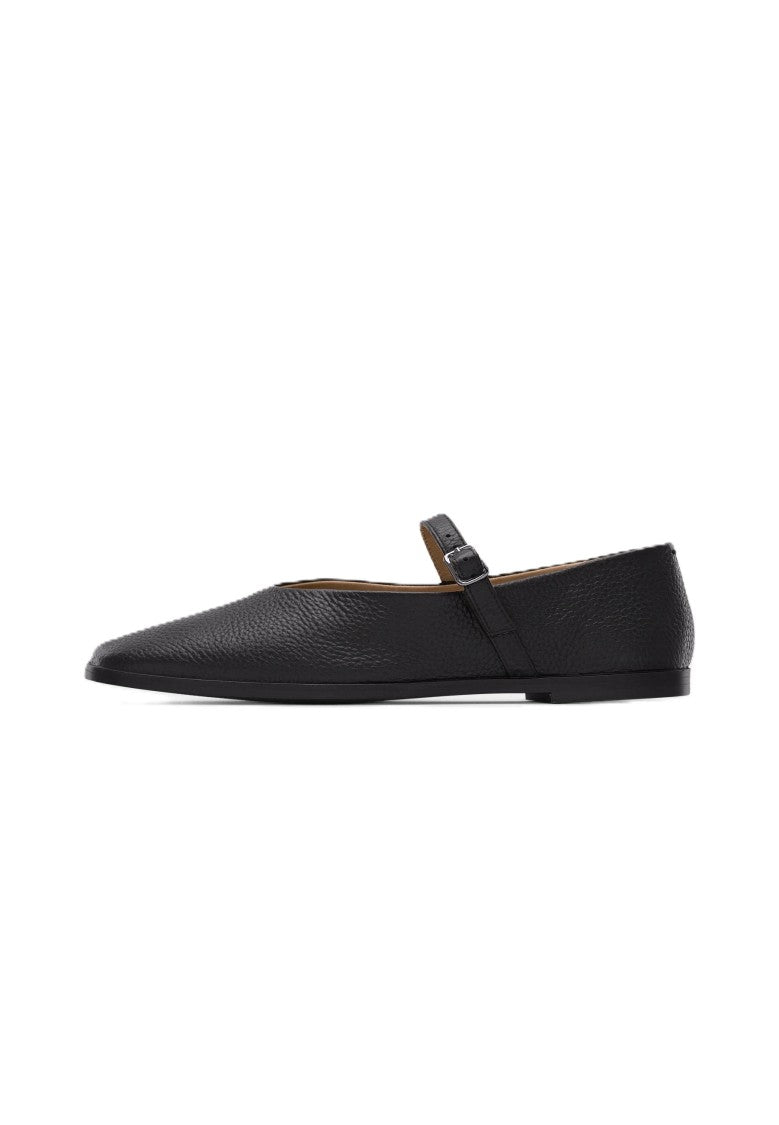 Max Mara Black Bovine Leather Flat Shoes
