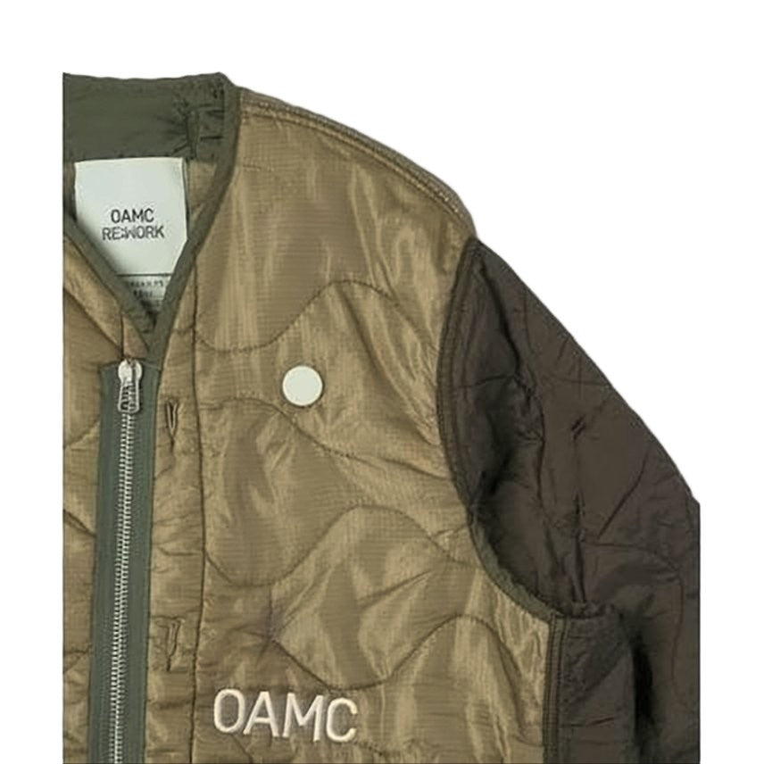 Oamc Quilted Two-Tone Vest With Front Zipper
