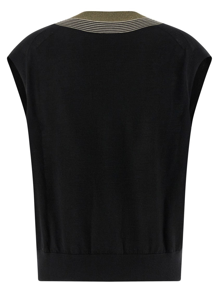 Brunello Cucinelli 'Sparkling Neckline' Cashmere And Silk Vest
