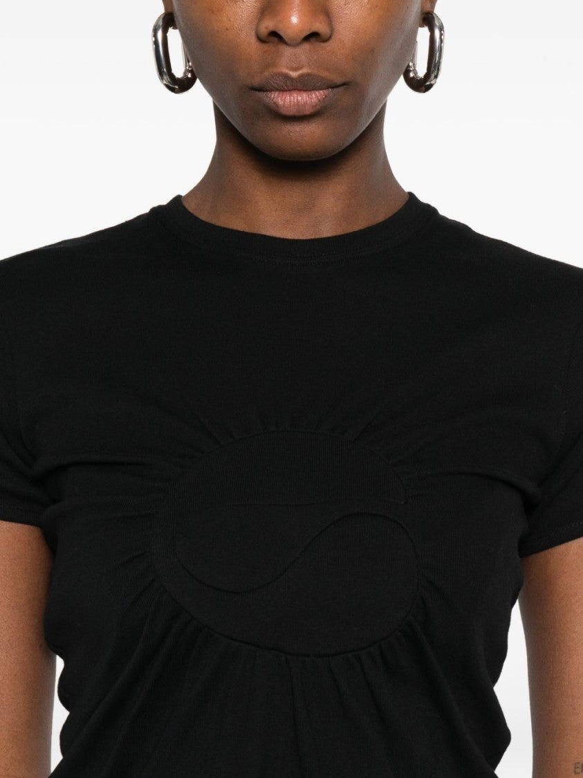 Coperni Cotton Top With Gathered Detail And Logo Patch