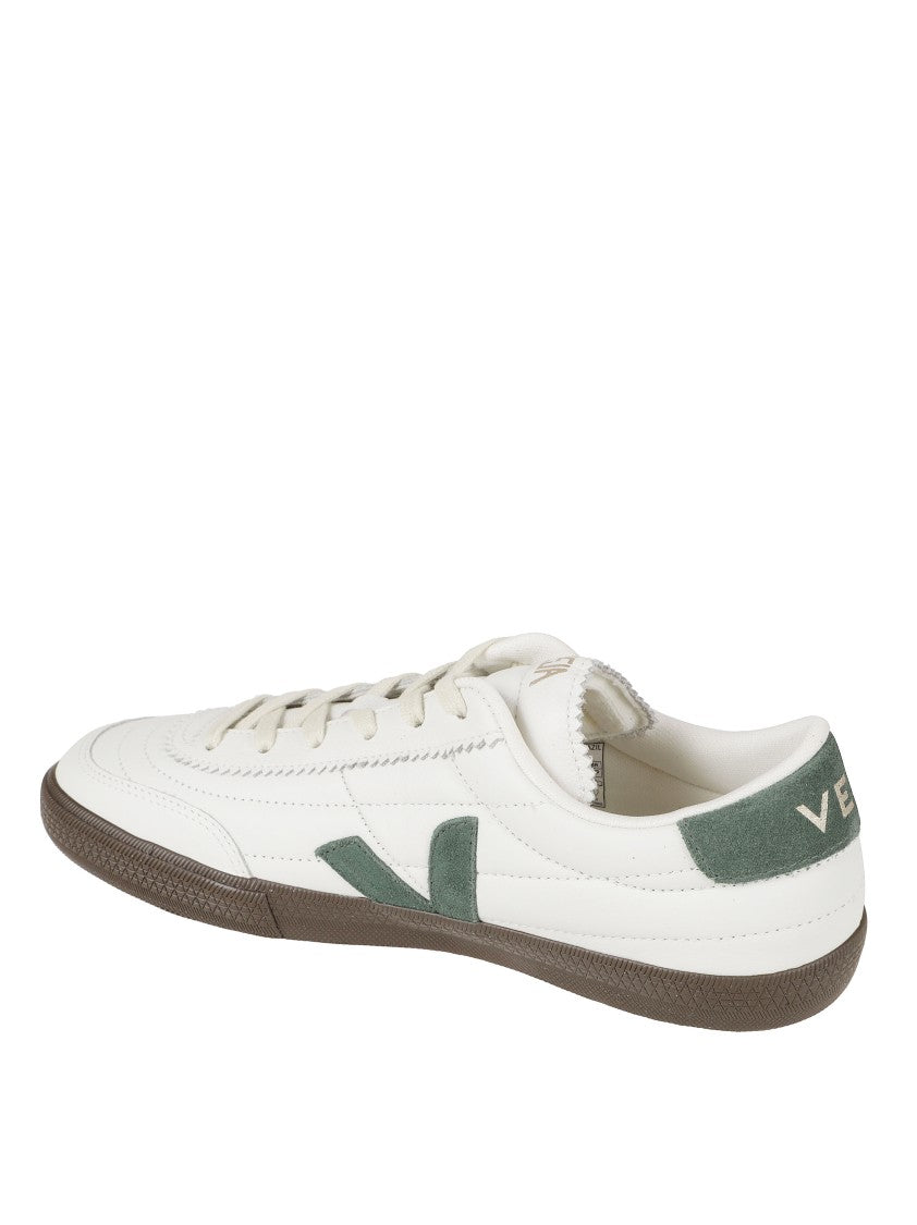 Veja Low-Top White Sneakers With Green Suede Accents
